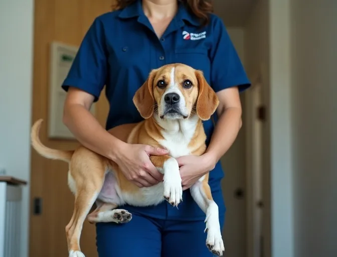 Technician respectfully transporting a deceased dog in Bakery Hill